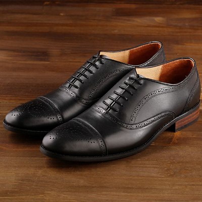 US-‧ Man Vanger elegant gentry were carved retro shoes ║Va85 wild black (in Taiwan) - รองเท้าอ็อกฟอร์ดผู้ชาย - หนังแท้ สีดำ