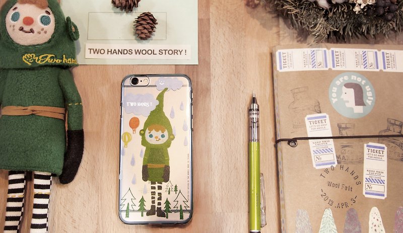 Two hands two hands! Green Post refined mobile phone protection shell (rain daydreaming) - Phone Cases - Plastic White