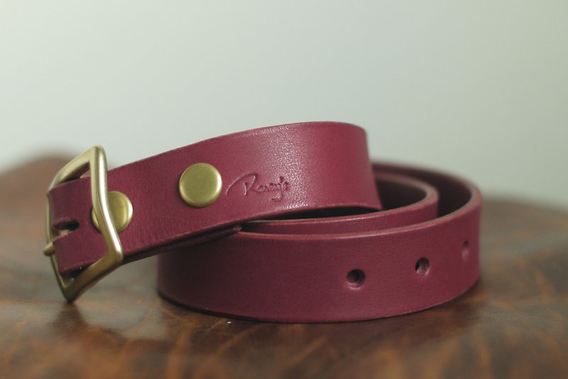 Handmade purple-red imported Italian vegetable dyed cowhide belt - Other - Genuine Leather Purple