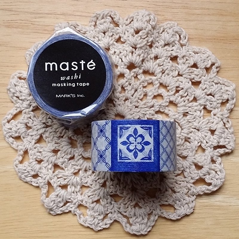 maste Masking Tape 和紙膠帶 Multi系列【馬賽克拼貼 (MST-MKT30-A)】 - 紙膠帶 - 紙 藍色