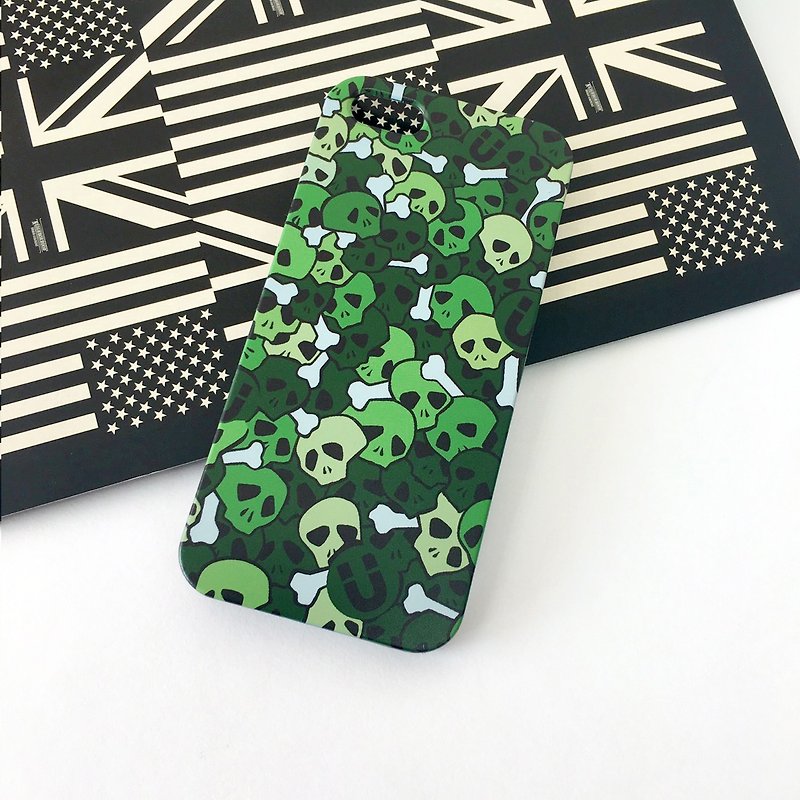 Skull Green Pattern Print Soft / Hard Case for iPhone X,  iPhone 8,  iPhone 8 Plus,  iPhone 7 case, iPhone 7 Plus case, iPhone 6/6S, iPhone 6/6S Plus, Samsung Galaxy Note 7 case, Note 5 case, S7 Edge case, S7 case - เคส/ซองมือถือ - พลาสติก สีเขียว