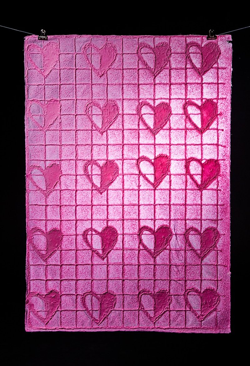 バレンタインデー 手作り型押し柄 ラッピングペーパー ビッグハート（ライトピンク） - ラッピング - 紙 ピンク