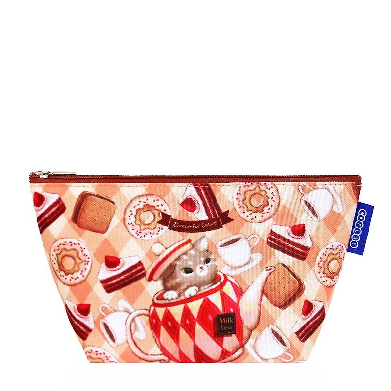 COPLAY  cosmetic bag- afternoon tea party - Clutch Bags - Waterproof Material Red