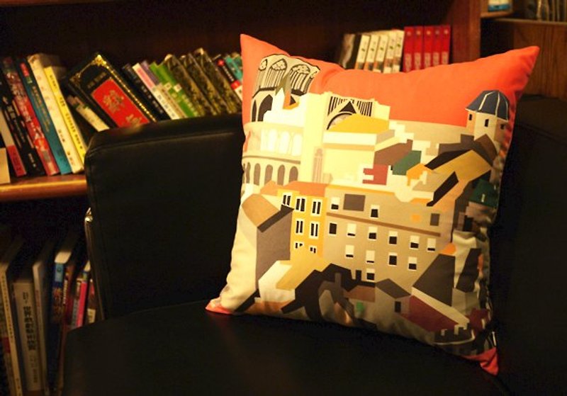 [Go travel well. Take a good rest] Suede pillowcase [Valencia. Spain】 - หมอน - วัสดุอื่นๆ สีแดง