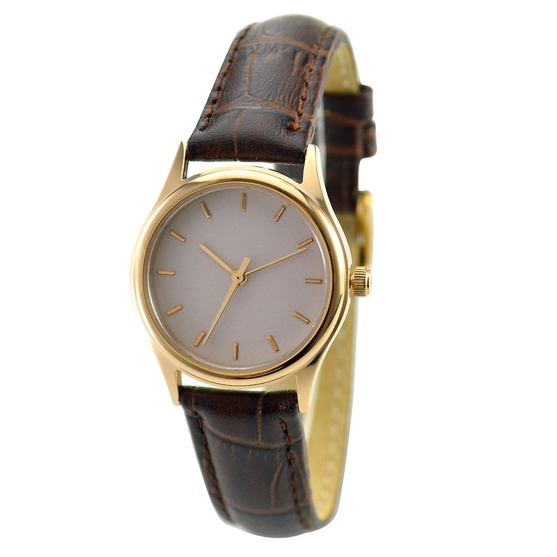 Ladies Rose Gold Watch Creamy Free Shipping Worldwide - Women's Watches - Other Metals Brown