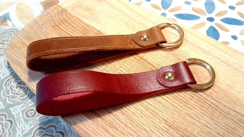 Hand-made leather keychain - Keychains - Genuine Leather Gold