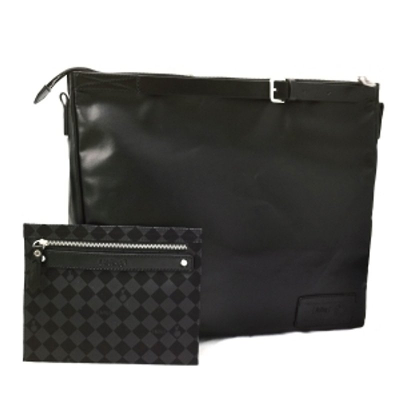 [McVing] New Vintage W Handbag black waterproof bag / shoulder bag / shoulder bag - กระเป๋าแมสเซนเจอร์ - หนังแท้ สีดำ