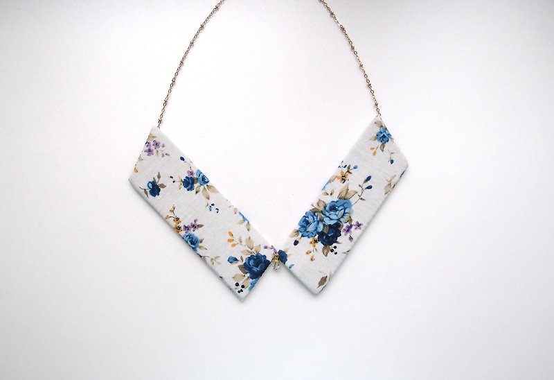 Collar Necklace| Blue Floral - Necklaces - Other Materials White