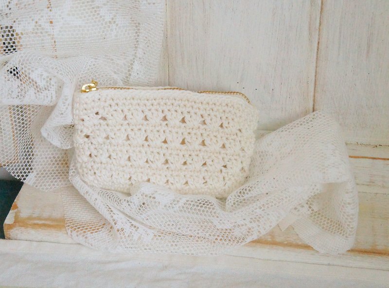 Wind knit lace Card Holder / Purse ~ - กระเป๋าสตางค์ - วัสดุอื่นๆ ขาว