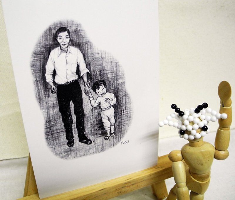 PuChi/Self-Portrait/Family/Postcard/Love/Father's Day Card - Cards & Postcards - Paper Multicolor