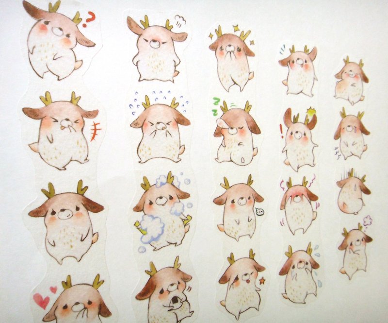 Wink deer expression deer washi tape (this is the pre-order statistics to 10/31) - Washi Tape - Paper Multicolor