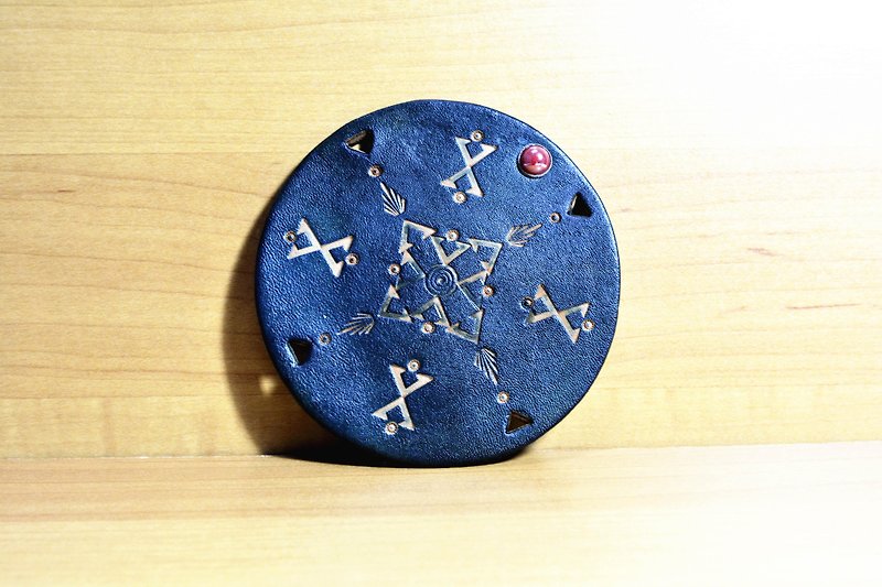 Leather Coaster (14 colors / engraving service) - Coasters - Genuine Leather Blue