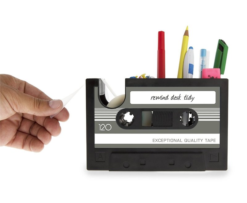 「錄音帶造型 筆筒/膠帶座」( 大 / L ) 音樂設計款 - 紙膠帶 - 塑膠 
