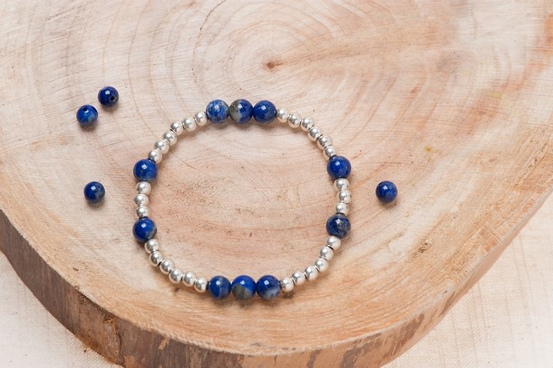 Lapis lazuli single layer bracelet. Lapis lazuli Single circle - สร้อยข้อมือ - วัสดุอื่นๆ สีน้ำเงิน