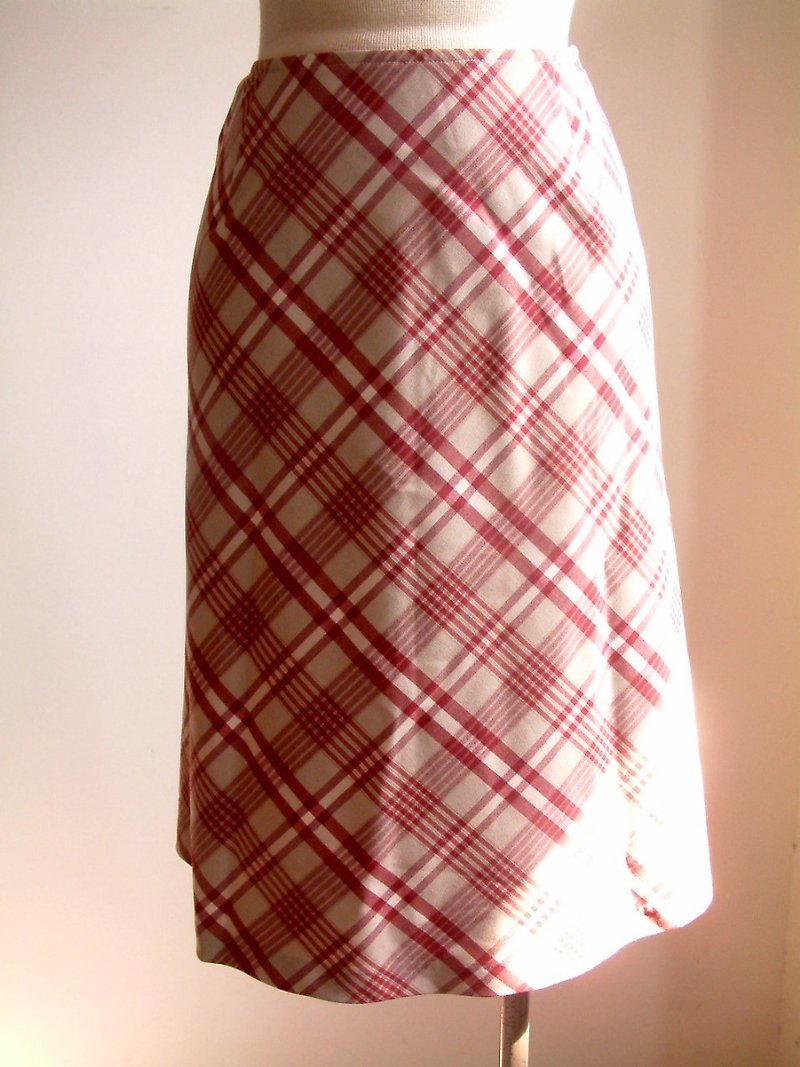 格子柄スカート・赤 - スカート - その他の素材 レッド