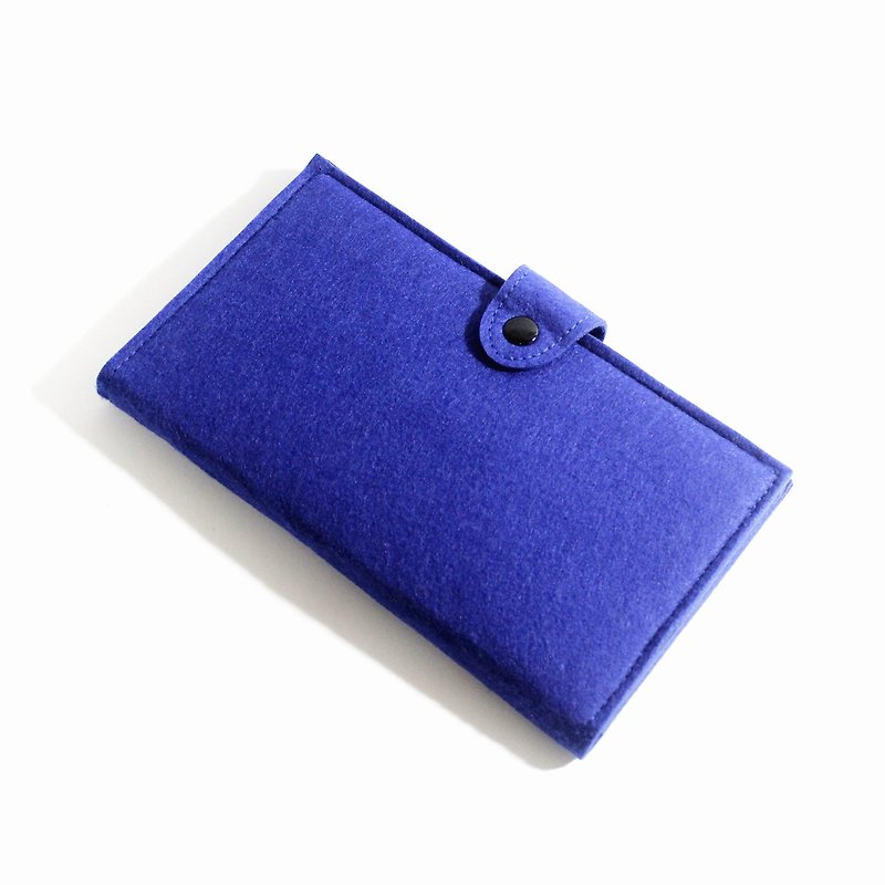 Large-capacity multi-purpose wool Zhanbao / sapphire [long clip can be felt when the sheep. Sheep blankets passport package. Felting- phone package. Wool felt purse] - Wallets - Wool Blue