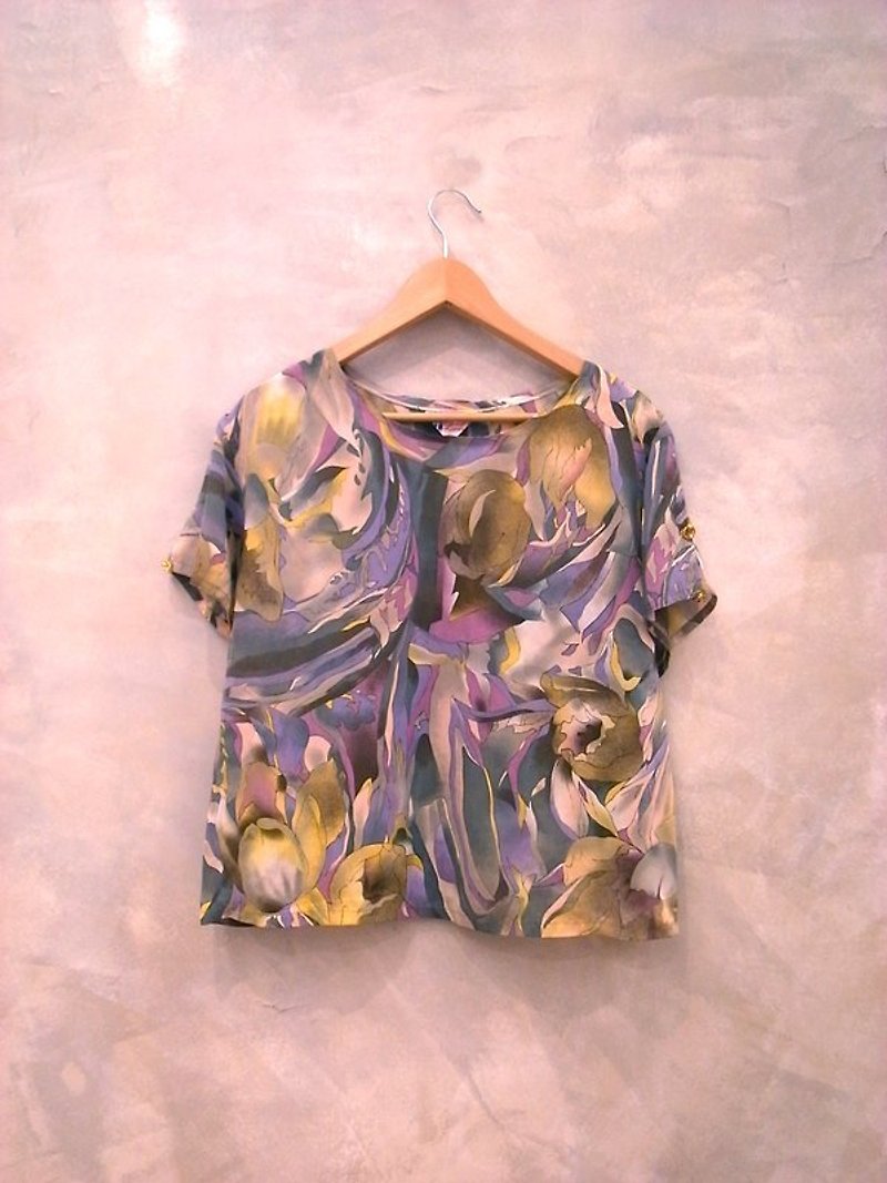 流雲彩繪花朵薄紗罩衫 - オーバーオール - その他の素材 多色