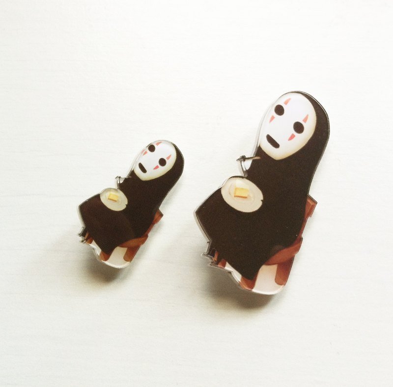 ＊pinpin＊大ㄧ號宮崎駿無臉男 壓克力徽章　背包別針 - 徽章/別針 - 塑膠 黑色