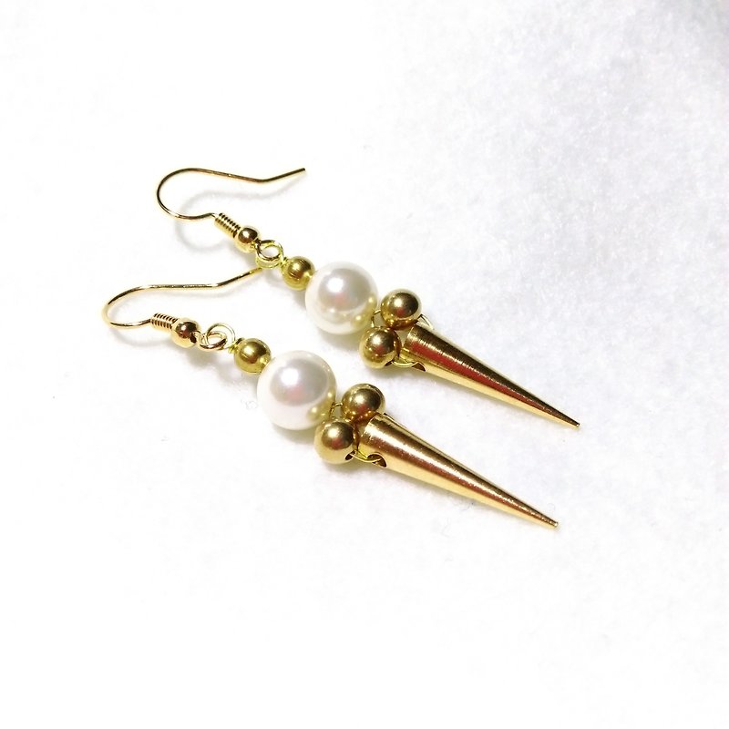 【LeRoseArts】Natural Beauté series handmade earrings - natural stone material x Bronze - Earrings & Clip-ons - Gemstone White