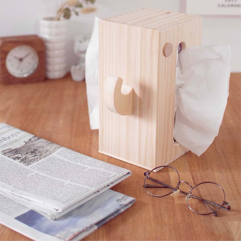 大象面紙盒 - 擺飾/家飾品 - 木頭 咖啡色