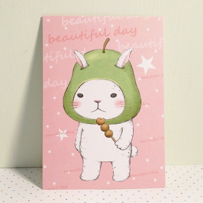 明信片-萬用卡 / 柚子兔美好的一天 - 卡片/明信片 - 紙 粉紅色