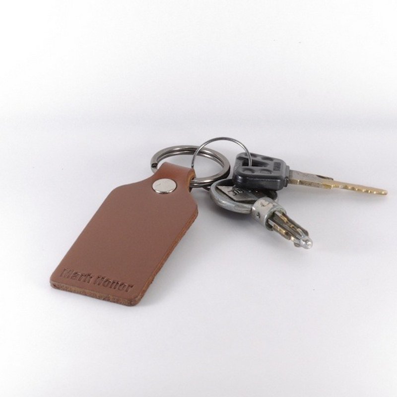 Key ring leather leather 寛 coffee - Keychains - Genuine Leather 