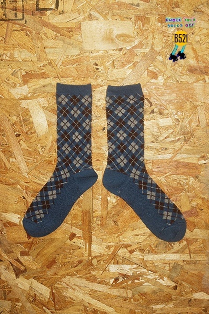 灰藍菱格針織襪!!夏漪眺=knock your socks off !! - 襪子 - 其他材質 藍色