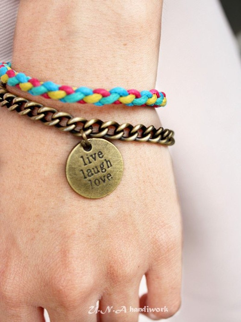 [UNA-Handmade by Youna] live laugh love - Bracelets - Other Materials Green