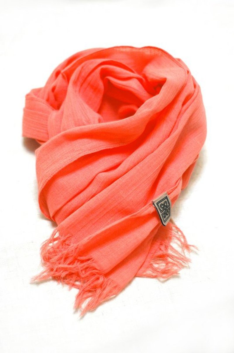 純棉單色圍巾-亮橘 已售完 - ผ้าพันคอ - วัสดุอื่นๆ สีแดง