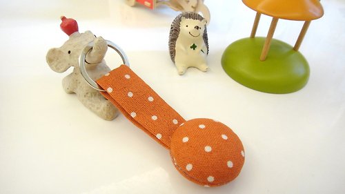 alma-handmade 手感布釦鑰匙圈 - 橘水玉
