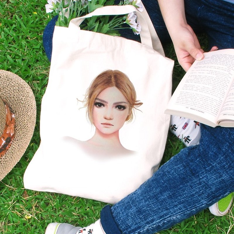 SYU設計款 女孩 文創風直式帆布包 - 手拿包 - 棉．麻 