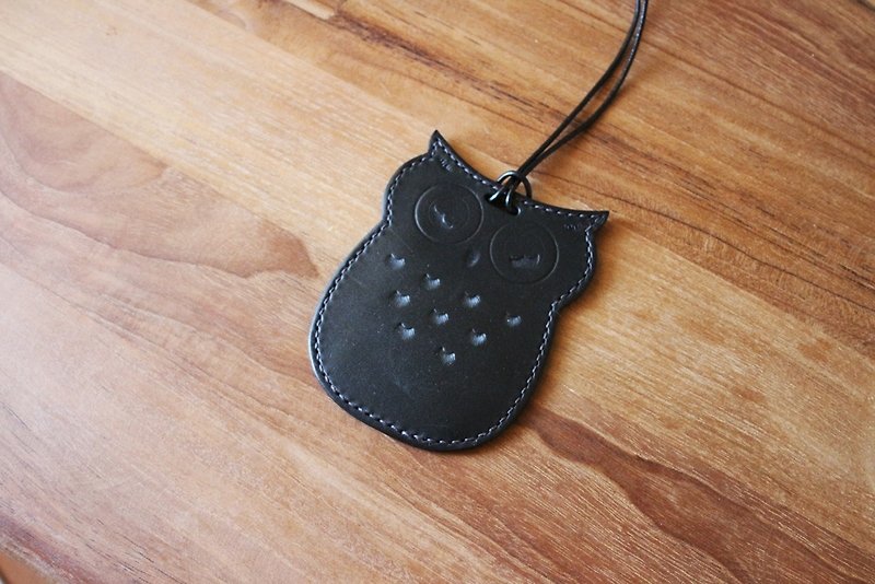 Owl Card Holder/Identification Card Holder - Black - ID & Badge Holders - Genuine Leather Black