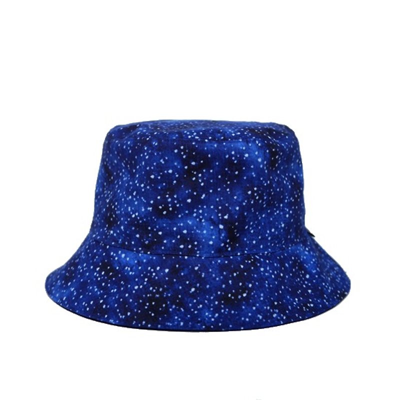 Little star smudge double-sided fisherman hat - หมวก - ผ้าฝ้าย/ผ้าลินิน สีน้ำเงิน