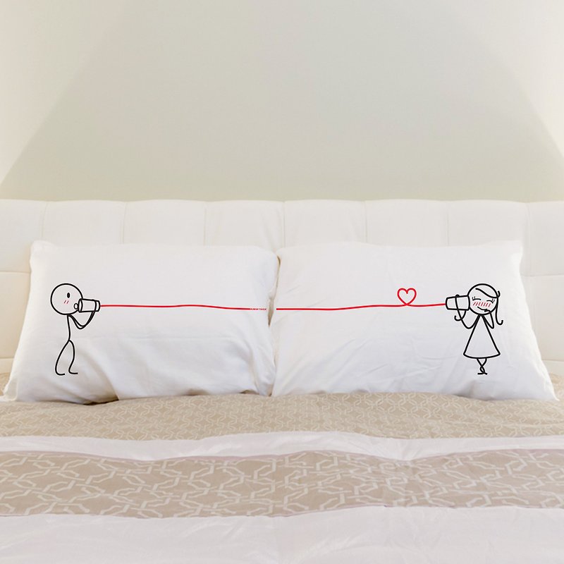 Canphone Boy Meets Girl couple pillowcase by Human Touch - หมอน - ผ้าฝ้าย/ผ้าลินิน ขาว