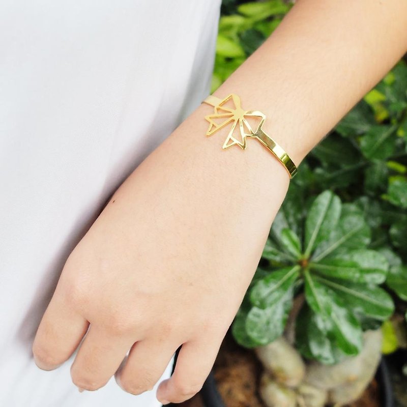 Origami Ribbon Bangle, Gold Plated, Gift for her - Bracelets - Other Metals Gold