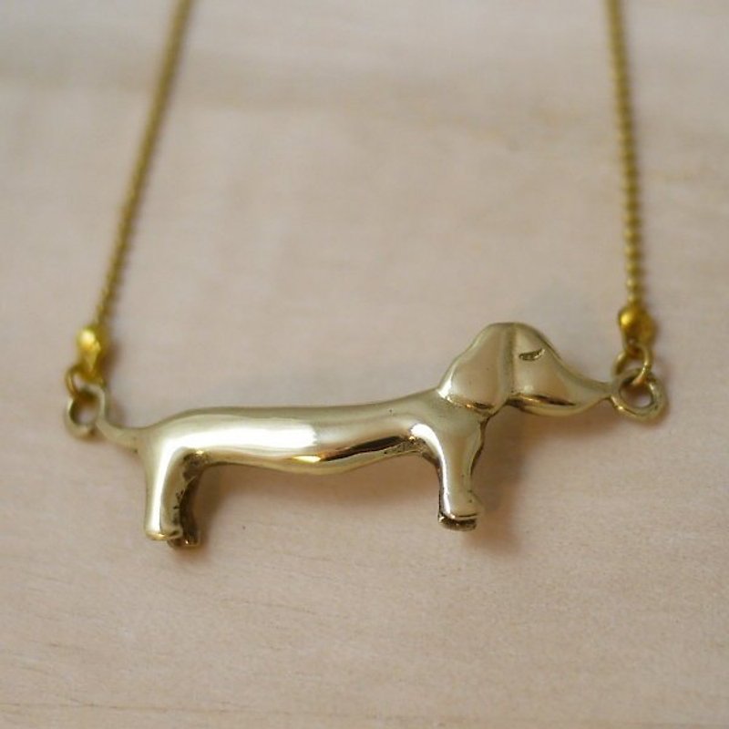 [* Charlene ‧ gold jewelry] mini dachshund dog necklace - Bronze - Necklaces - Other Metals 