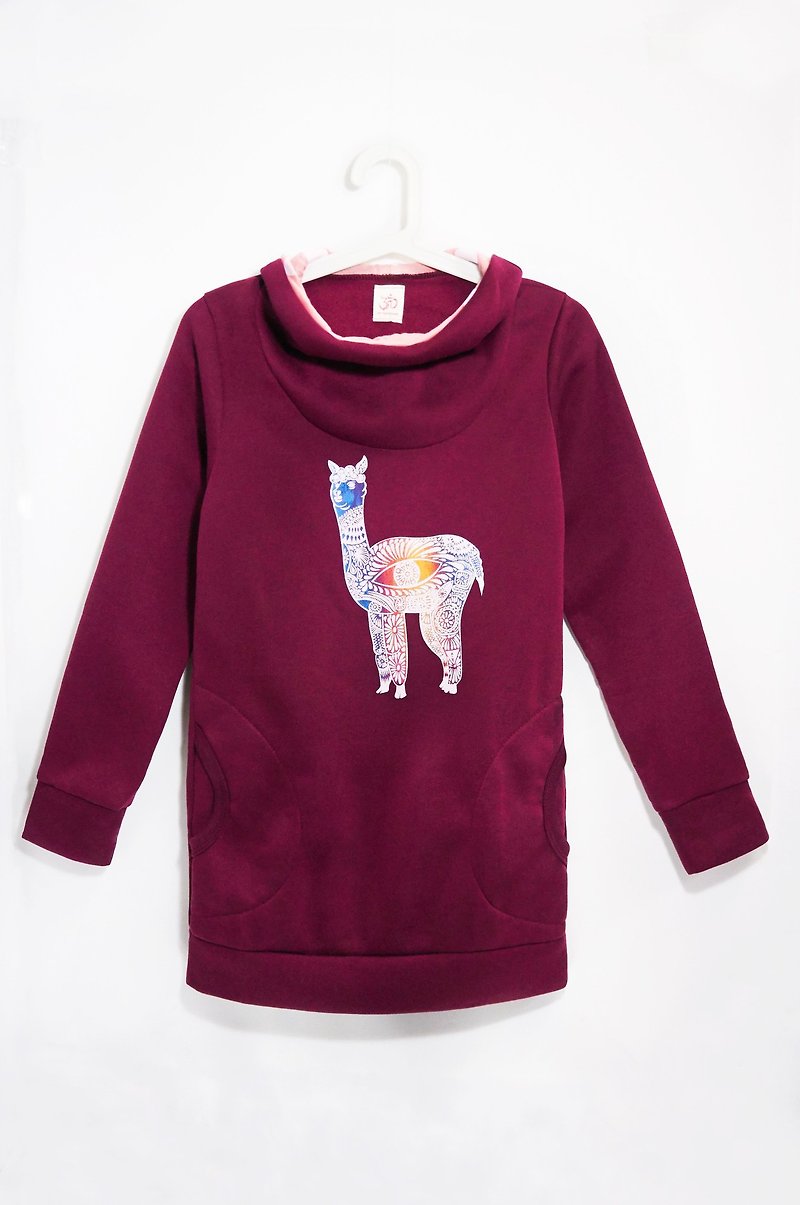Hooded Long bristles within the handle coat - Peruvian alpaca (burgundy) - Unisex Hoodies & T-Shirts - Cotton & Hemp Purple