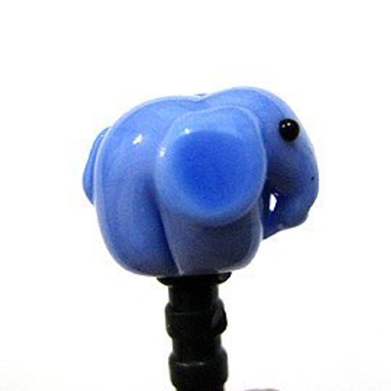 Cute animal series - blue elephant glass / phone dust plug - ที่ตั้งมือถือ - แก้ว สีน้ำเงิน