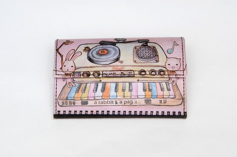 1983ER紙財布-こぶたとウサギ - 小銭入れ - 紙 ピンク