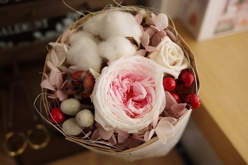 雜集手作zakka鄉村風雜貨．不凋花之戀．永生花/乾燥花小花束(粉色系/S) - 盆栽/植栽 - 植物．花 粉紅色