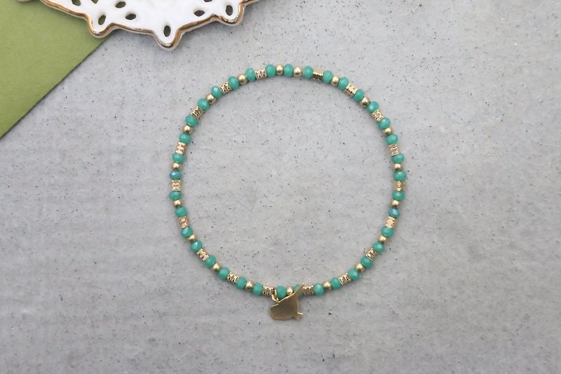 <☞ HAND IN HAND ☜> Crystal - small bird bracelet (0293) - Bracelets - Gemstone Green