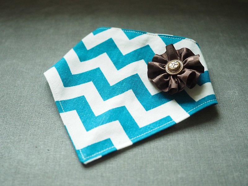 Sunflower Handmade Baby Scarf - ผ้ากันเปื้อน - วัสดุอื่นๆ สีน้ำเงิน