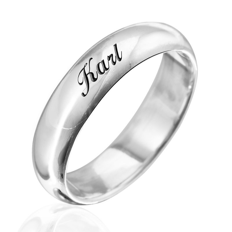 Engraved silver ring 6mm curved engraving English name sterling silver ring - General Rings - Sterling Silver Gray