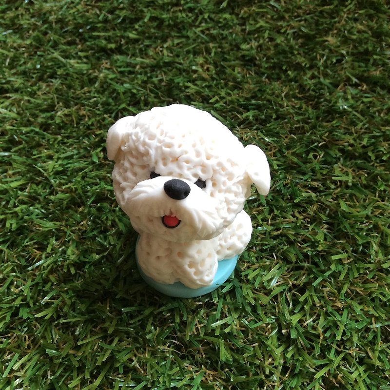 Poodle in white, beloved master, limited edition hand-made - Items for Display - Other Materials White