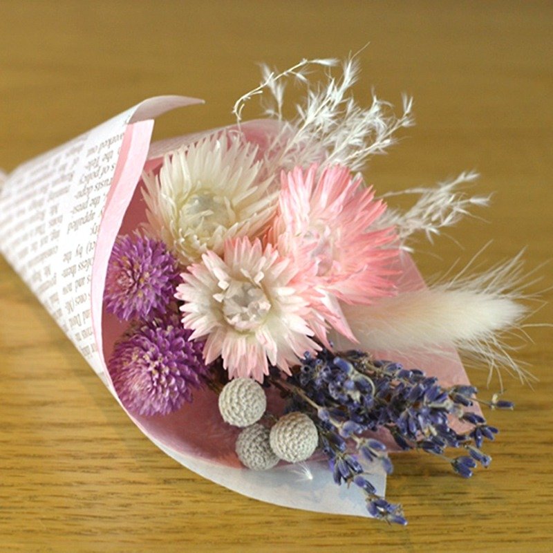 乾燥迷你花束-粉/紫色  婚禮小物 畢業禮物 - 植栽/盆栽 - 植物．花 