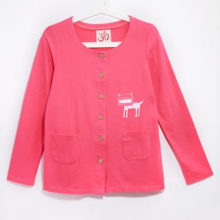 Feel the texture of cotton wood buckle jacket - dentures Monster (pink peach)