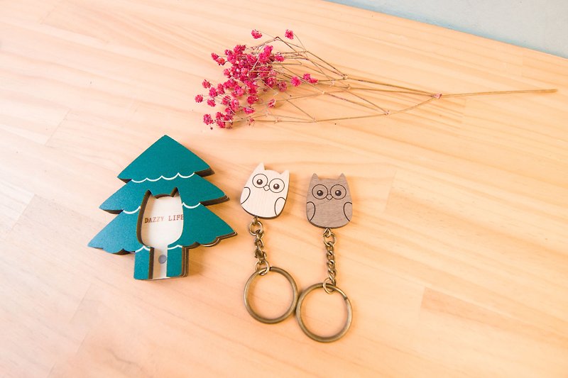 Key House Wise Owl Customizable Storage Decoration Gift Birthday Mom's day - กล่องเก็บของ - ไม้ สีเขียว