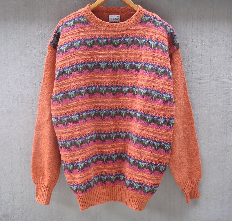 其他材質 女毛衣/針織衫 橘色 - FOAK古著 Benetton義大利製亮橘毛衣