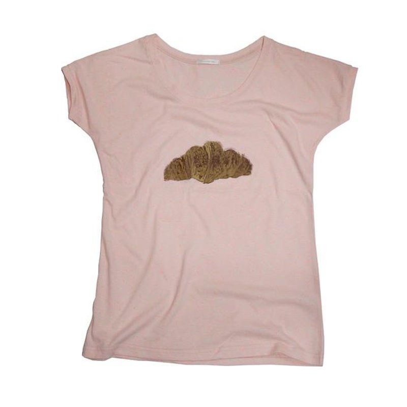 ボディーからオリジナル。クロワッサンTシャツ　レディースフリーサイズ　Tcollector - T 恤 - 棉．麻 粉紅色