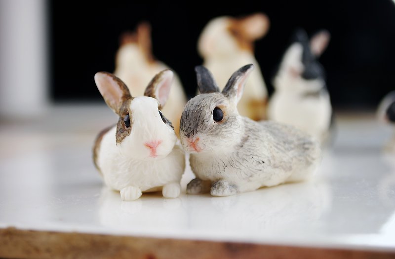 Pet Doll 3-5cm ( rabbit ) can be used as pure decoration doll keychain - Keychains - Clay Multicolor
